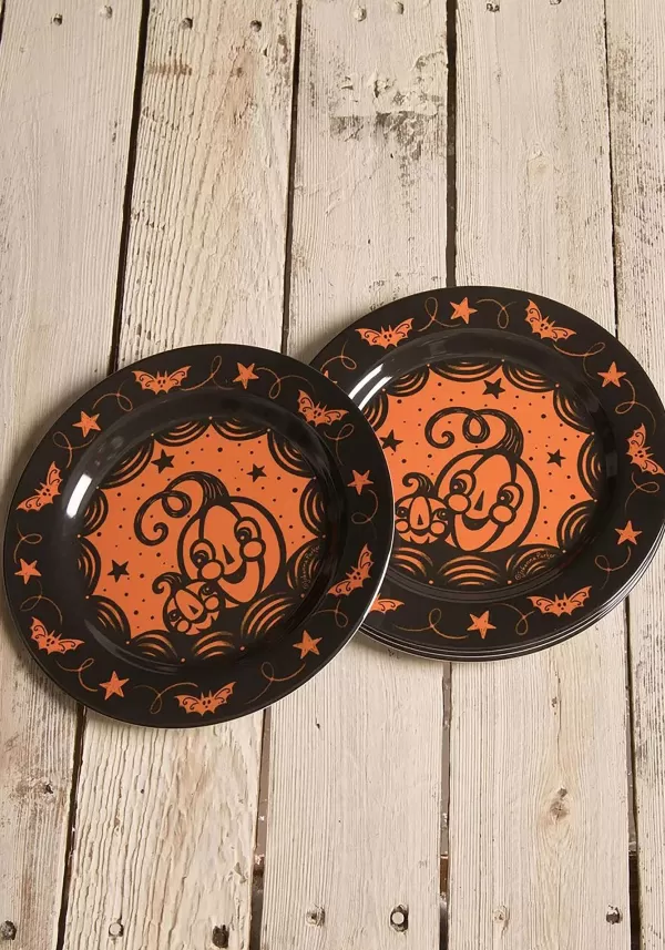 Fashion Halloween Pumpkin Decorative Plate Set By Johanna Parker Indoor Decorations