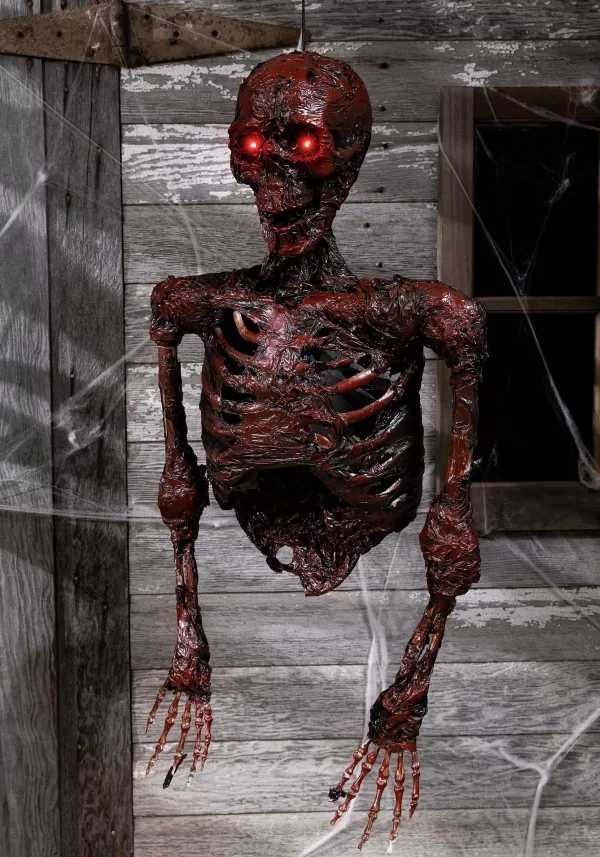 Best Sale Hanging Half Skeleton With Red Light Up Eyes Decoration Outdoor Decorations
