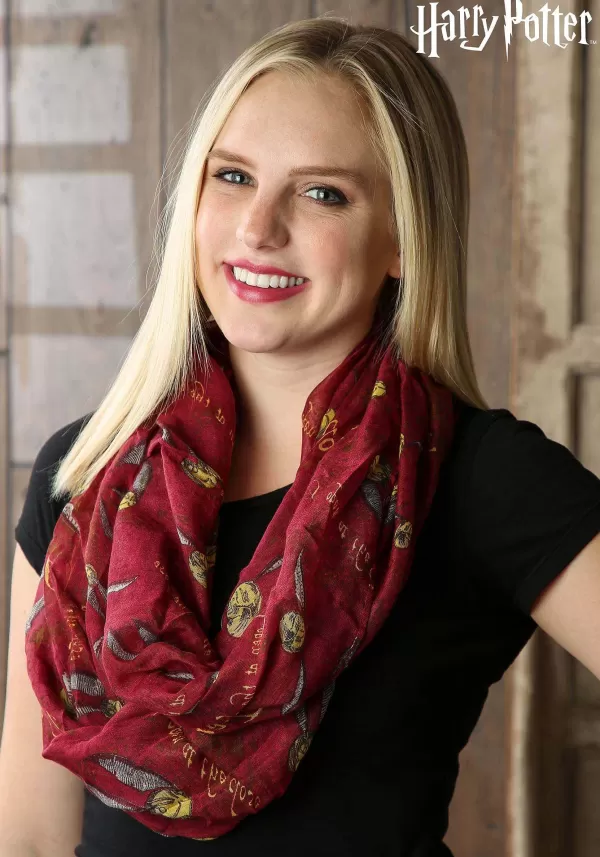 Online Harry Potter Red Golden Snitch Infinity Scarf Scarves