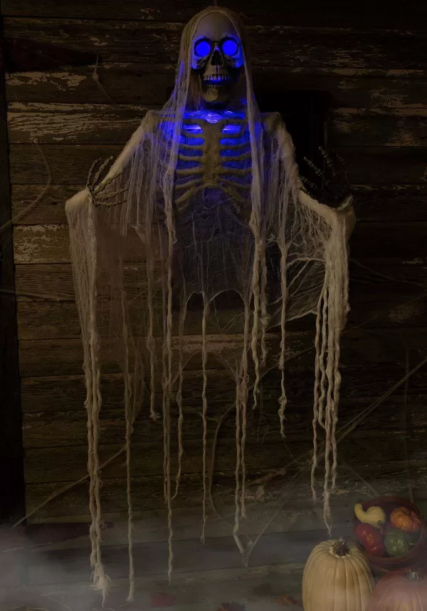 Best Sale Haunted Hanging Skeleton With Blue Light Up Eyes Decoration Outdoor Decorations