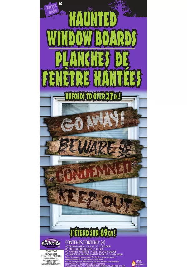 Cheap Haunted Warnings Window Boards Decoration Door Decorations