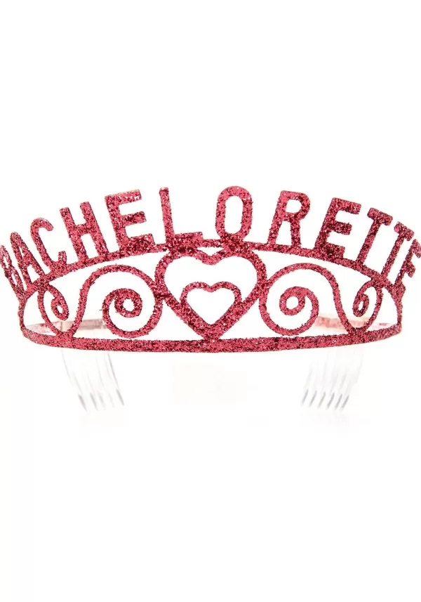 Best Sale Hot Pink Bachelorette Sparkle Tiara Costume Jewelry