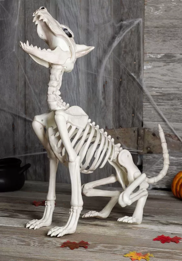 Cheap Howl At The Moon Skeleton Dog 27" Halloween Prop Indoor Decorations