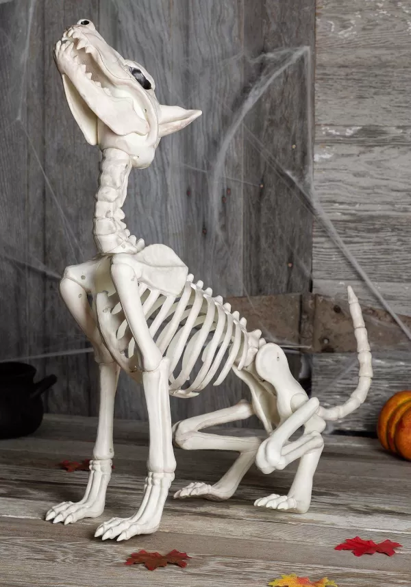 Cheap Howl At The Moon Skeleton Dog 27" Halloween Prop Indoor Decorations