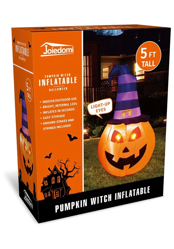 Flash Sale Inflatable 5 Foot Pumpkin Witch Halloween Decoration Inflatable Decorations