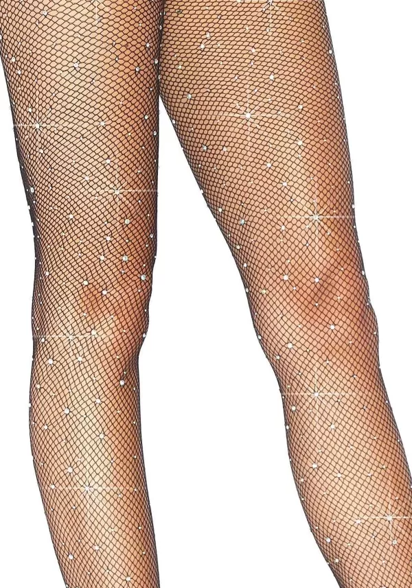 Online Iridescent Rhinestone Black Fishnet Tights For Women Fishnet Stockings