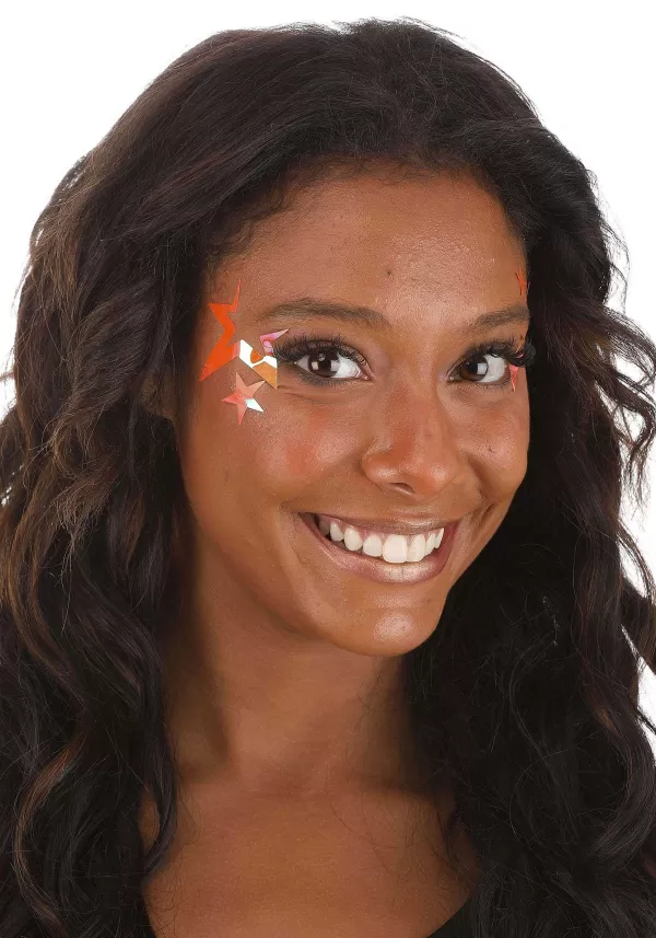 Hot Jamstar Holographic Pink Flash Face Decals Halloween Clothes