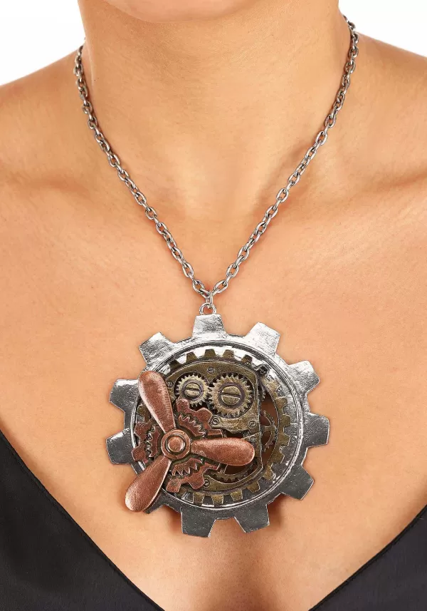 Sale Large Gear Propeller Necklace Costume Jewelry