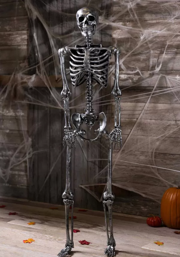Cheap Life Size Dark Grey / Silver Skeleton Halloween Decoration Halloween Props