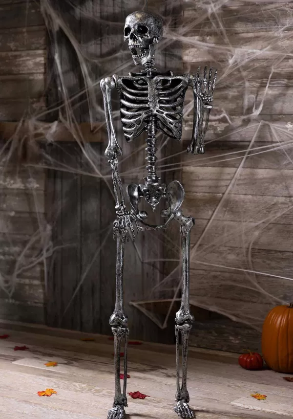 Cheap Life Size Dark Grey / Silver Skeleton Halloween Decoration Halloween Props