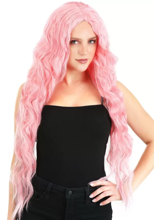 Flash Sale Light Pink Long Wavy Wig For Women Wigs