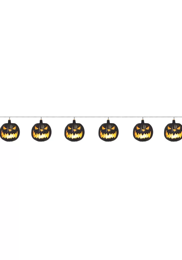 Clearance Light Up Black Jack-O-Lantern Garland Halloween Lights