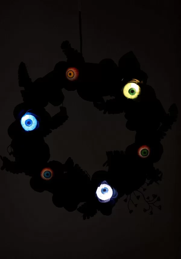 Fashion Light Up Led Eyeballs Flower Halloween Wreath Decoration Door Decorations