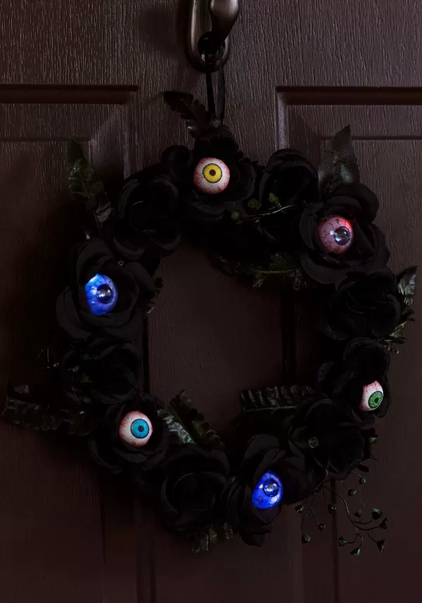 Fashion Light Up Led Eyeballs Flower Halloween Wreath Decoration Door Decorations