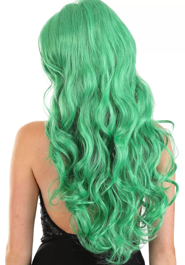 Flash Sale Long Wavy Green Wig For Women Wigs