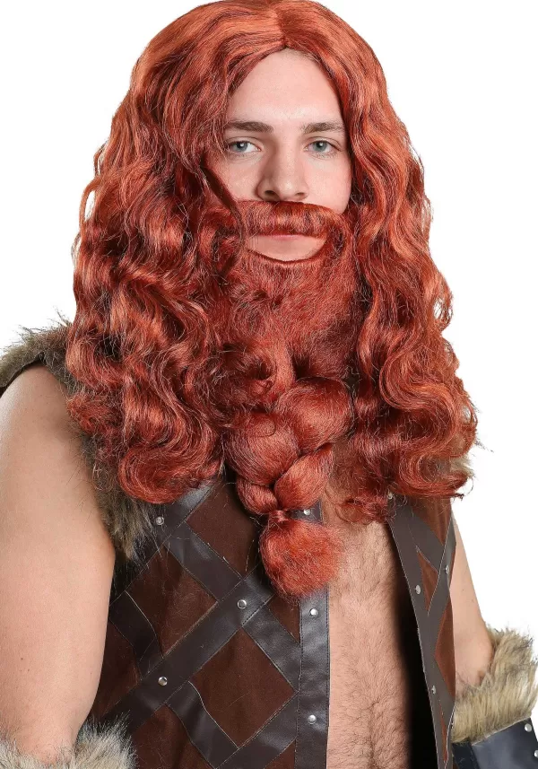 Cheap Men'S Red Viking Wig And Beard Set Mustaches / Beards