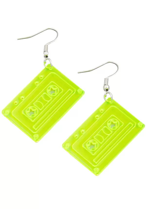 Clearance Neon Cassette Tape Earrings Accessory Costume Jewelry