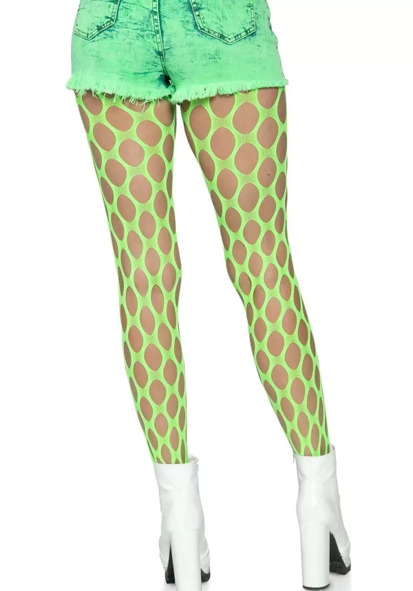 Flash Sale Neon Green Jumbo Pothole Net Tights For Women Fishnet Stockings