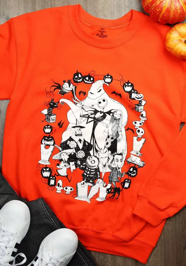 Cheap Nightmare Before Christmas Adult Orange Sweatshirt Halloween Clothes