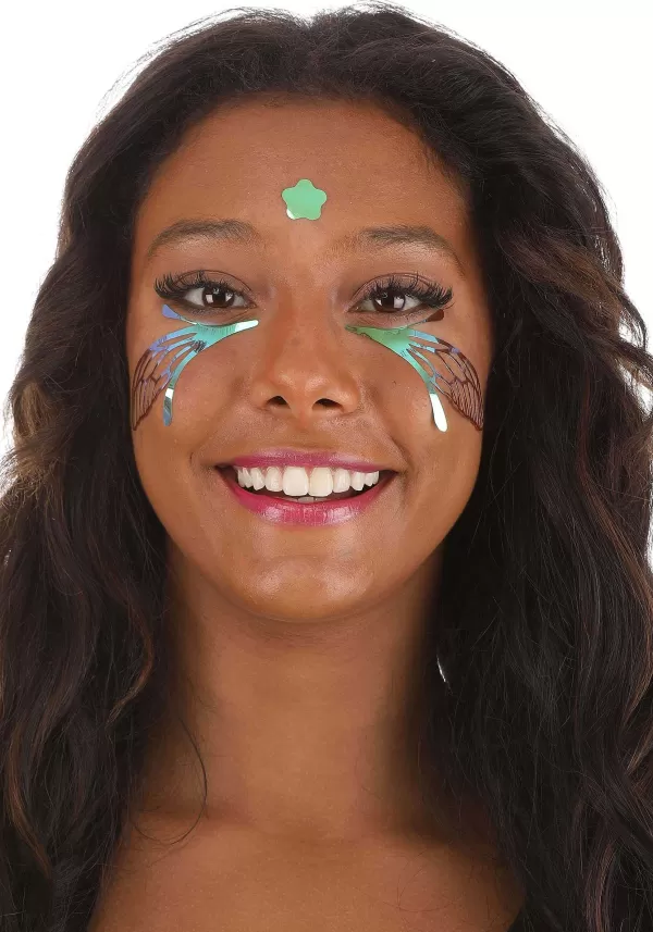 Best Sale Oil Slick Lace Wing Holographic Face Decals Halloween Clothes
