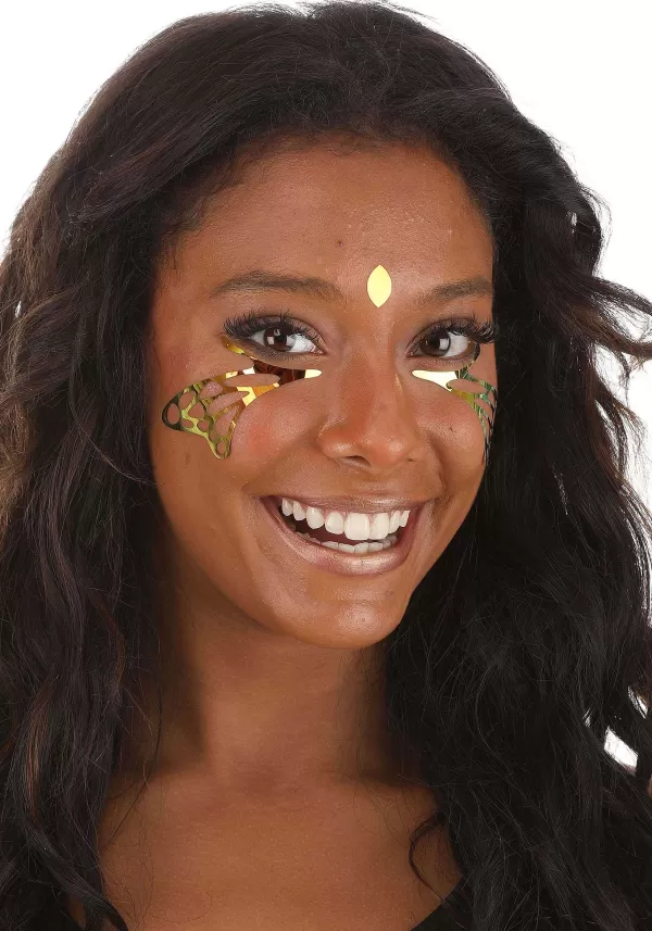 Outlet Orange Ember Monarch Wing Holographic Face Decals Halloween Clothes