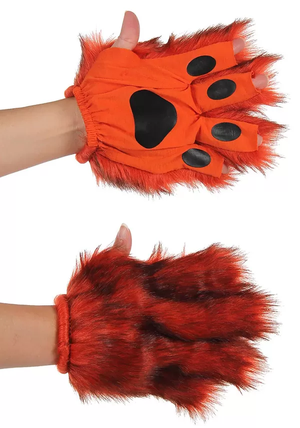 Cheap Orange Fingerless Adult Paws Gloves