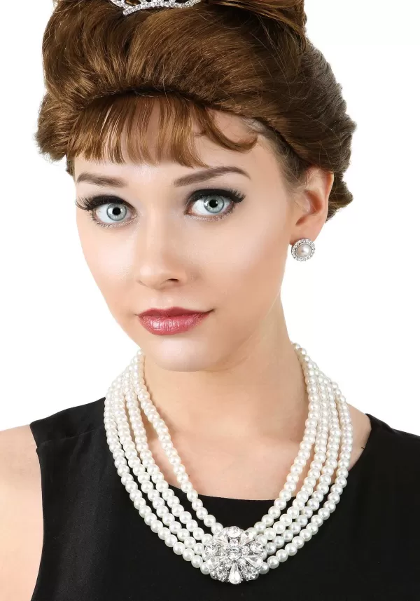 Online Pearl Earring And Brooch Necklace Set Costume Jewelry