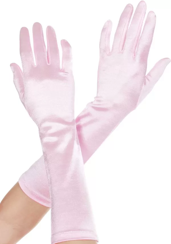 Flash Sale Pink Satin Costume Gloves Gloves