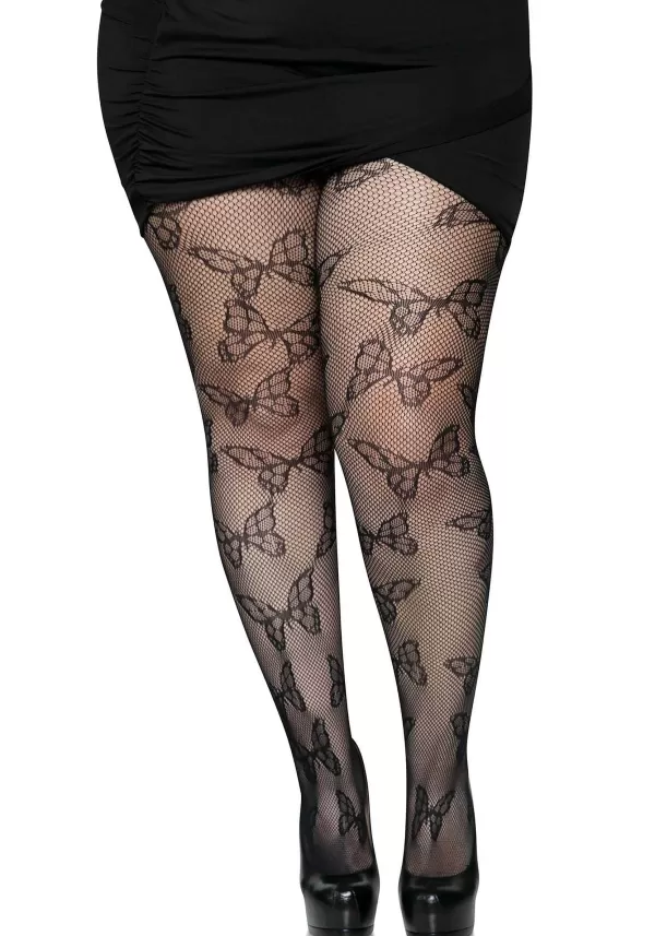 Sale Plus Size Butterfly Net Black Women'S Tights Fishnet Stockings