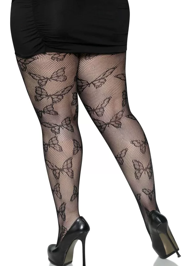 Sale Plus Size Butterfly Net Black Women'S Tights Fishnet Stockings