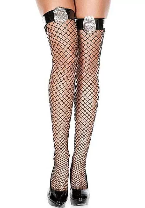 Store Police Badge Thigh Highs Accessories Fishnet Stockings