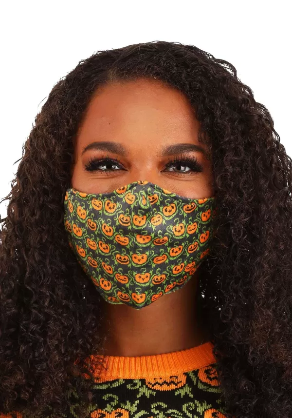 Online Pumpkins Pattern Sublimated Face Mask For Adults Face Masks
