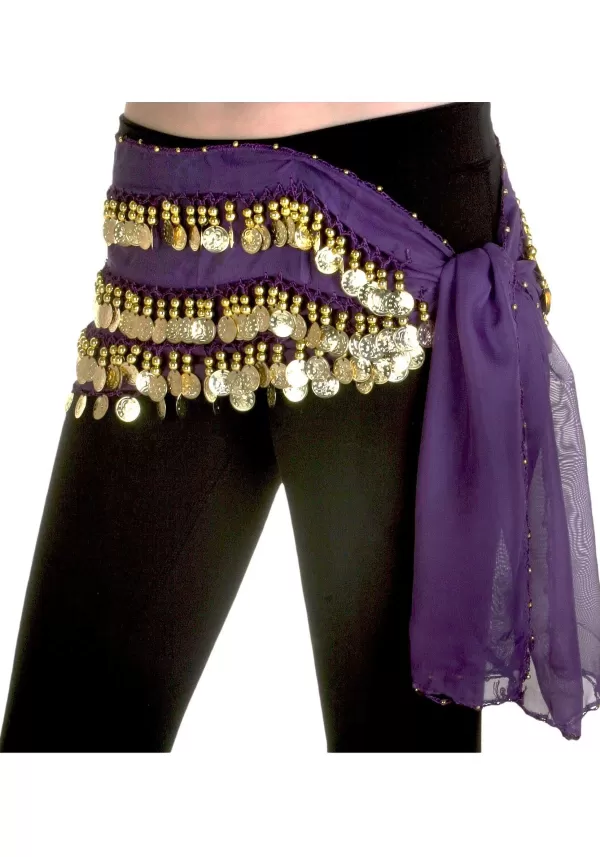 New Purple Belly Dance Hip Scarf Costume Belts