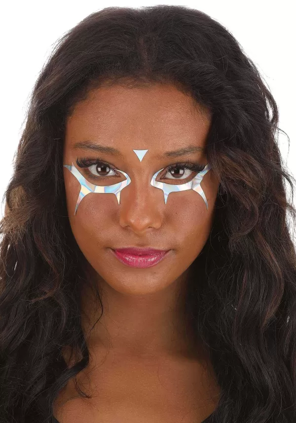 Store Rainbow Chrome Death Stare Holographic Face Decals Halloween Clothes