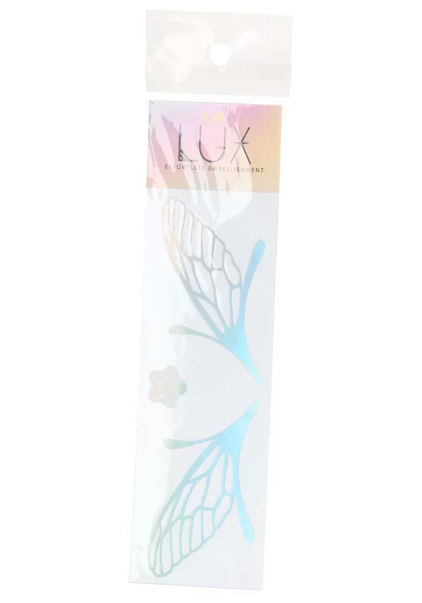 Flash Sale Rainbow Chrome Lace Wing Holographic Face Decals Halloween Clothes