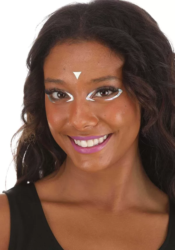 Store Rainbow Chrome Vibe Checks Holographic Face Decals Halloween Clothes