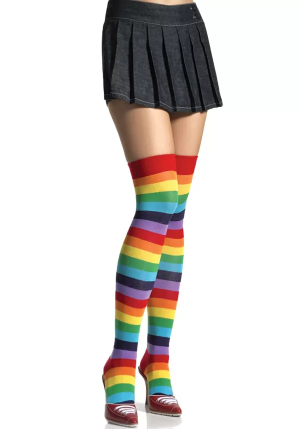 Online Rainbow Thigh High Stockings Socks / Slippers