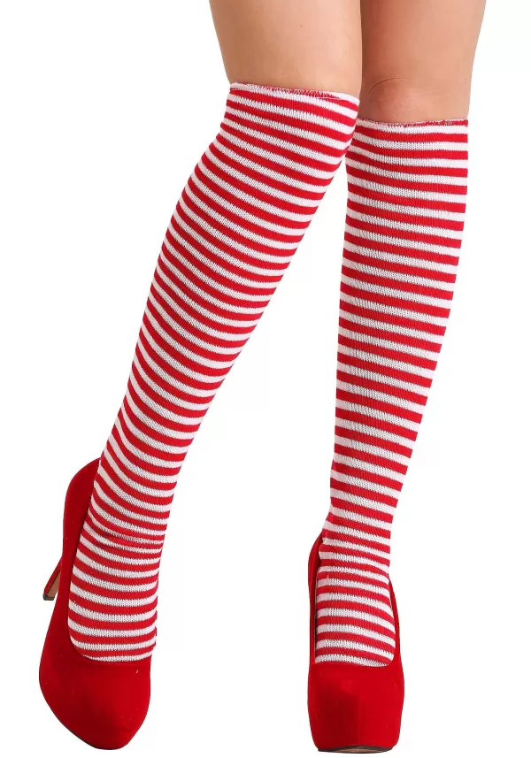 Outlet Red And White Mrs.Clause Socks For Women Socks / Slippers
