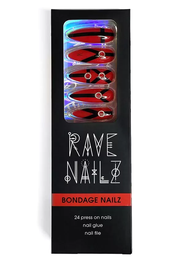 Best Sale Red Harness Straps Press-On Nails Kit Halloween Clothes