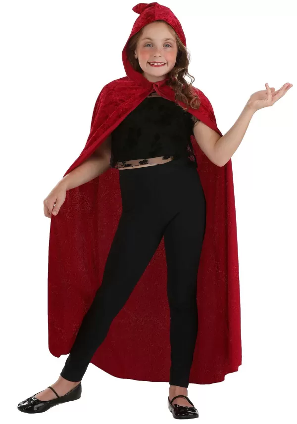 New Red Velvet Hooded Cape For Kids Capes