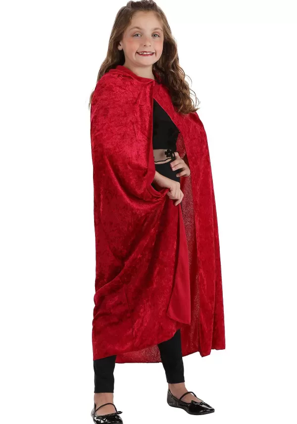 New Red Velvet Hooded Cape For Kids Capes