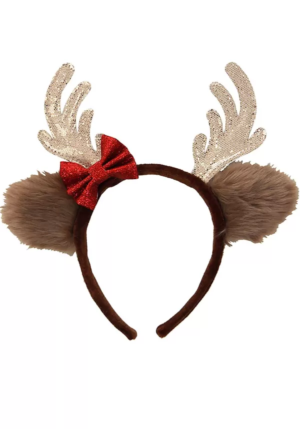 Best Sale Reindeer Glitter Bow Silver Costume Headband Headbands