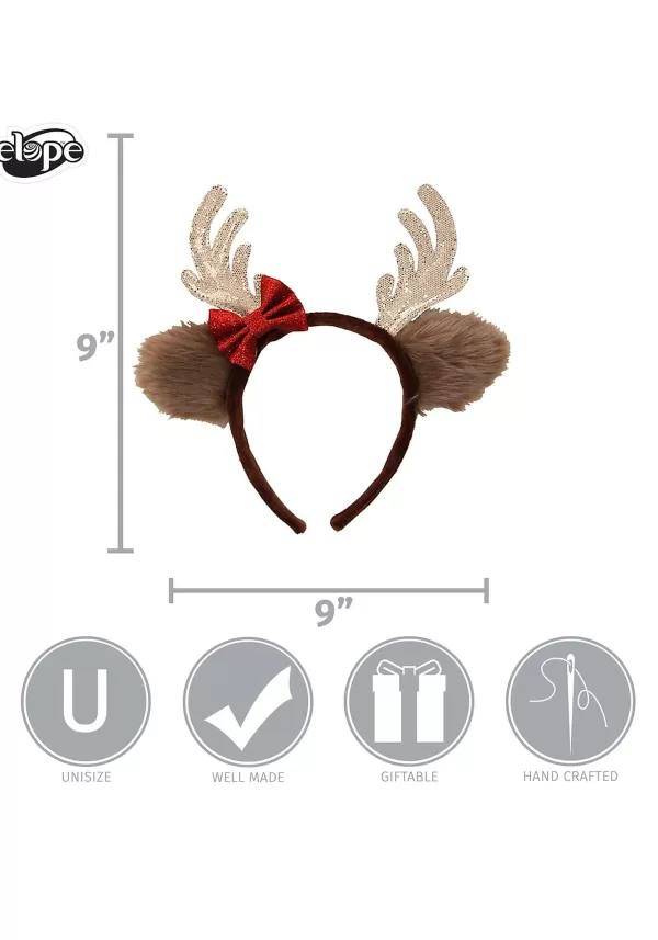 Best Sale Reindeer Glitter Bow Silver Costume Headband Headbands