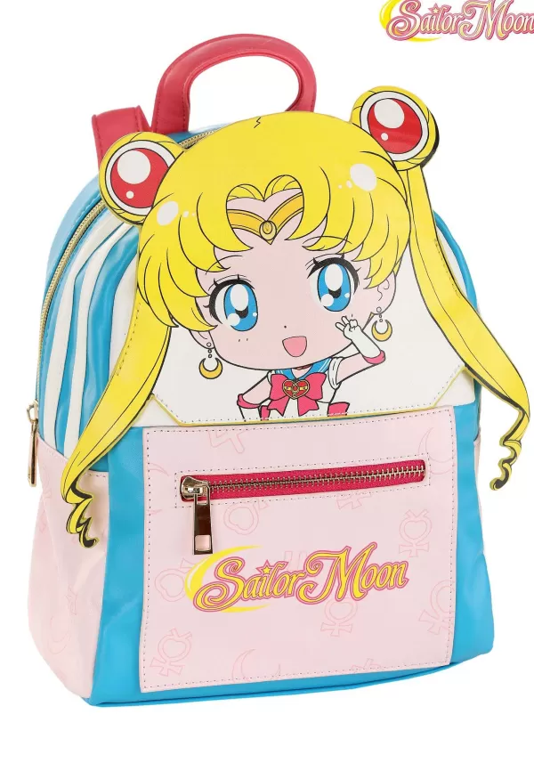 Flash Sale Sailor Moon Chibi Face Pink & Blue Backpack Backpacks