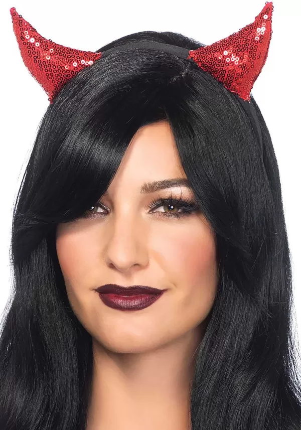 Online Sequined Devil Horns Costume Headband Accessory Headbands