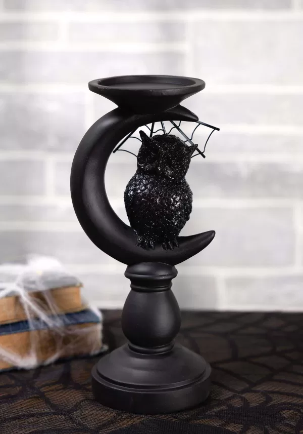 Discount Set Of 3 Halloween Matte Black Candleholders Decoration Halloween Lights
