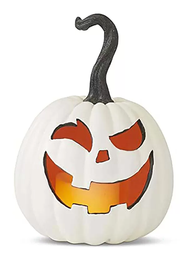 Cheap Set Of 3 White Resin Led Flicker Flame Jack 'O Lanterns Decoration Halloween Lights