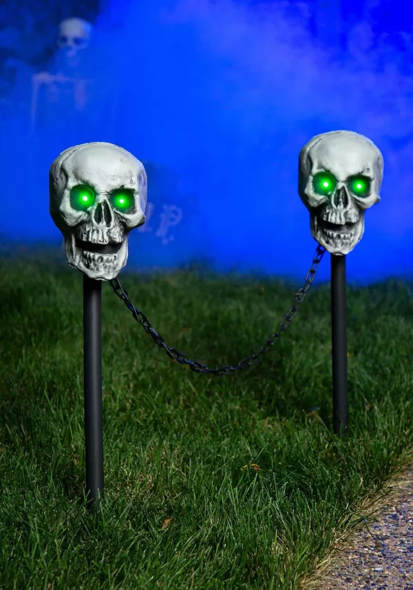 Flash Sale Set Of 4 Skull Pathway Lights Decoration Halloween Lights
