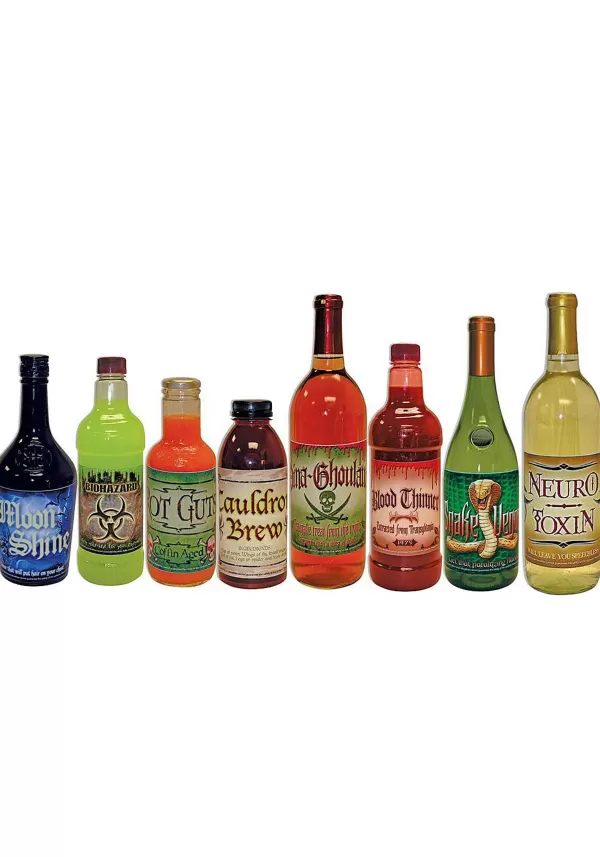Online Set Of Eight Scary Sticker Bottle Labels Indoor Decorations