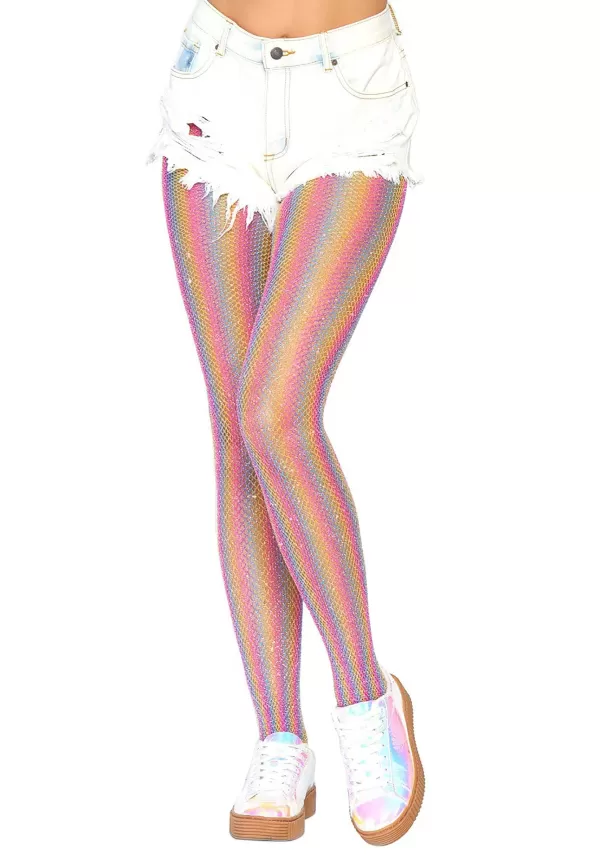 Flash Sale Shimmer Rainbow Tights For Women Fishnet Stockings